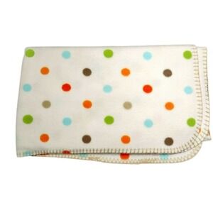 Cuddle Time Beige Polka Dot Fleece Baby Blanket‎ Lovey Orange Green Blue Brown